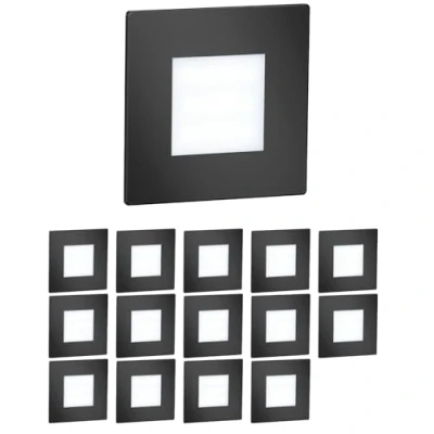 Imagen de ledscom.de 15 LED luz de escalera/plafón empotrado FEX para interior y exterior, angular, negro, 85 x 85mm, blanco frío