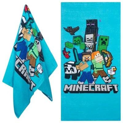 Imagen de Minecraft Toalla Playa para Niños, 100% Algodón, Secado Rápido Regalo Vacaciones