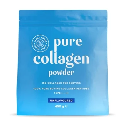 Imagen de Péptidos de Colágeno Colageno Hidrolizado en Polvo (Tipo I + III) Sin Sabor Collagen Peptides Bovino con Aminoácidos para Piel, Cabello, Huesos, Músculos y Articulaciones 450 g Alpha Foods