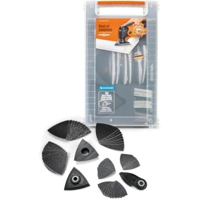 Imagen de FEIN Best of Starlock Sanding Set de accesorios 63 piezas, para lijar y esmerilar esquinas cantos, alojamiento Starlock, adecuado todas las MultiTools, Trabajos en madera, 100% Calidad