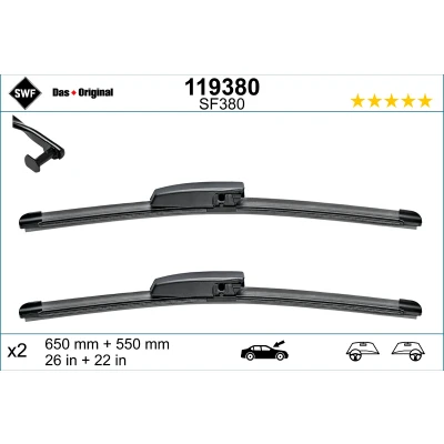 Imagen de Limpiaparabrisas Swf Visioflex 119380 delante Sin marco RENAULT: SCENIC 2, GRAND 2