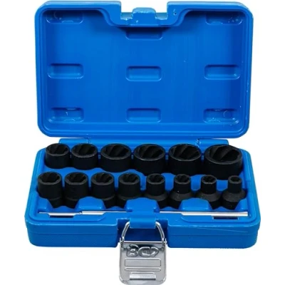 Imagen de BGS 5269 Juego de llaves vaso perfil en espiral/ extractores tornillos entrada 12,5 mm (1/2&quot;) 8 27 16 piezas