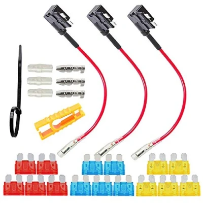 Imagen de FULARR 3Pcs Premium ACU Add A Circuit Fusible Tap Adaptador, Portafusibles Estilo Cuchilla, con Gratis Estándar X 15Pcs, Puller 1Pcs, Cables Ataduras 5Pcs 12V / 24V