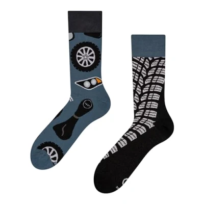 Imagen de Dedoles Calcetines Unisex Hombre Mujer y Niños Algodón muchos diseños divertidos diferente izquierda derecha, color: Negro, diseño: Conductor, tamaño: 43 46