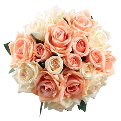 Imagen de Famibay Ramo de Flores Artificiales Seda Rosa Artificial Decoracion Ramos Novia ara Hogar Boda Decoración