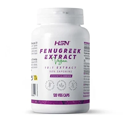 Imagen de HSN Fenogreco 120 Cápsulas Vegetales 6000 MG equivalencia Semilla Trigonella foenum graecum 300 Saponinas por Dosis Diaria Extracto 10x Veces Más Concentrado No GMO, Vegano, Sin Gluten