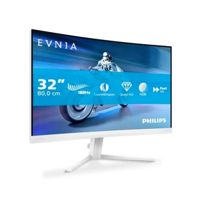 Imagen de Philips Evnia 32M2C5501 Monitor Gaming Curvo QHD de 32 Pulgadas, 180 Hz, 1 ms GtG, FreeSync Premium (2560x1440, 2X HDMI 2.0, 1x DisplayPort1.4) Blanco