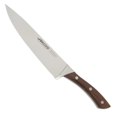 Imagen de Arcos Cuchillo Chef Acero Inoxidable Nitrum y Hoja 200 mm. cocina profesional multipropósito. Mango ergonómico polioximetileno POM madera palisandro. Serie Natura.
