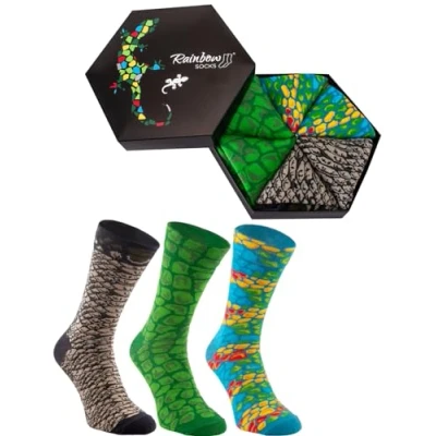 Imagen de Rainbow Socks Hombre Mujer Divertidos Calcetines Repti 3 Pares Serpiente Camaleón Caimán Talla 41 46