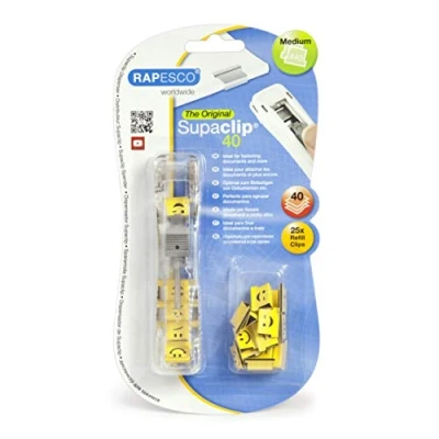 Imagen de Rapesco 1370 Supaclip 40 Dispensador Transparente y 25 Clips Divertidos