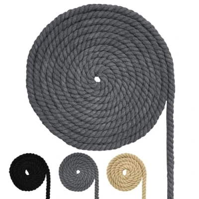 Imagen de Cordón de algodón, cuerda hilo macramé, diferentes tamaños, algodón para manualidades, regalos (gris, 10 mm (10 m)