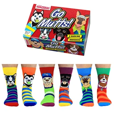 Imagen de United Oddsocks Go Mutts Caja de 6 calcetines Odd para hombre UK 11 EUR 39 46 US 7 12, multicolor