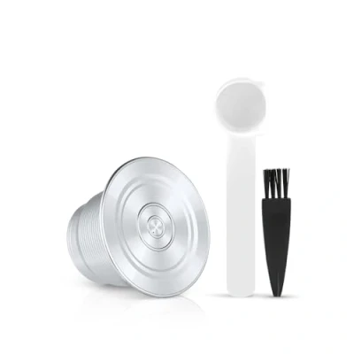 Imagen de i Cafilas Capsula Recargables Rellenables Reutilizables de Acero Inoxidable para Nespresso,capsulas nespresso + 1 Cucharadita Cepillo Limpieza