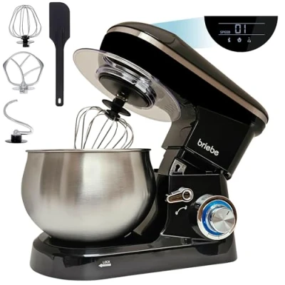 Imagen de briebe Batidora Amasadora Repostería1800W MAX, Robot Cocina Profesional, Movimiento Orbital, Varillas, Bol 5 L, 6 Velocidades + Función Pulso, Pantalla Táctil LED, KM1164