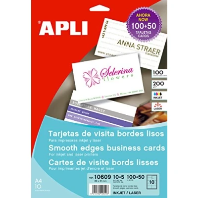 Imagen de Apli Paper 10609 Tarjeta de Visita Blanca Bordes Lisos 15 H