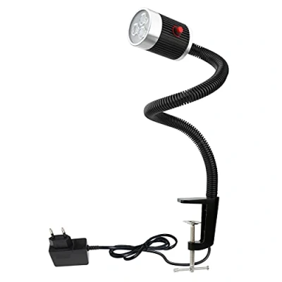 Imagen de Luz de cuello cisne flexible LED 900 lúmenes con abrazadera metal C Lámpara trabajo iluminación industrial para máquinas herramienta y torno