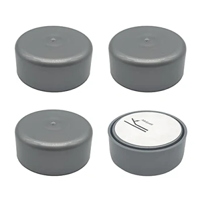 Imagen de SKIR&#039;CO Paquete de 4 patas plástico ajustables en altura para muebles, redondas 55 mm diámetro, autoadhesivas, con calcomanías (4, gris)