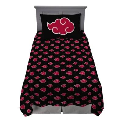 Imagen de Franco Naruto Akatsuki Anime Bedding Juego de sábanas Microfibra súper Suave, tamaño Individual XL, Esencial para Dormitorio Universitario (Producto con Licencia Oficial)
