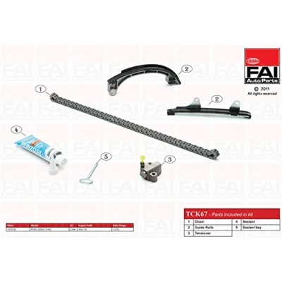 Imagen de FAI AutoParts TCK67 Juego de Cadena distribución con juntas, sin ruedas dentadas Símplex, pasadores TOYOTA: Yaris II Hatchback