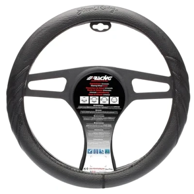 Imagen de Simoni Racing Dark CVT/23 Funda cubierta para el volante negro 37 39cm Ecopiel