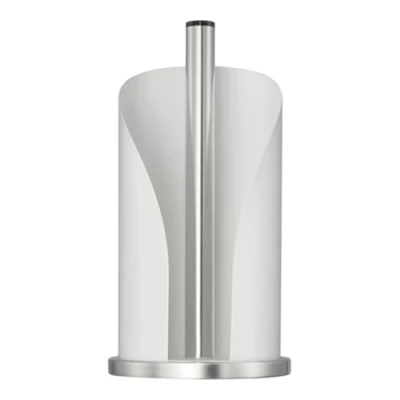 Imagen de WESCO Portarrollos de Papel en Color Blanco Mate Acero Inoxidable y Chapa Lacado Colores, Base Inoxidable, para Rollos Cocina estándar o 2 3