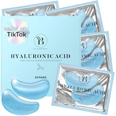 Imagen de BLOOMORA Parches Ojos Ácido Hialurónico (30 Pares) Eye Patches Con Niacinamida y Mask Bolsas Ojeras Eliminar de