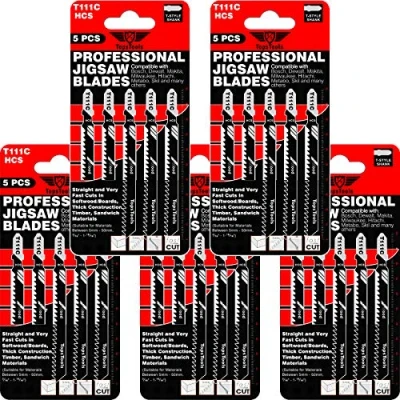 Imagen de 25 hojas de sierra calar TopsTools T111C compatibles con Bosch, Dewalt, Makita, Milwaukee y muchos más