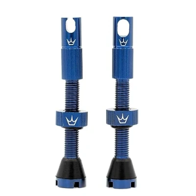 Imagen de Peaty&#039;s X Chris King MK2 Válvulas sin cámara Presta Llave de radios integrada y Tapas extracción núcleo válvula, neumático Bicicleta, Compatible con Insertos, Aluminio 42 mm, Azul
