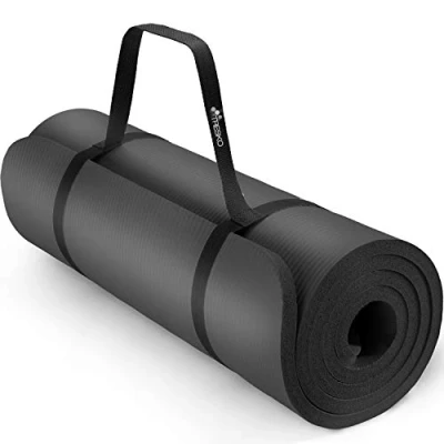 Imagen de TRESKO® Esterilla de fitness 185cm x 60cm para gimnasia, yoga, pilates y cualquier tipo entrenamiento 6 colores Sin ftalatos Suave cómoda Espuma NBR (Negro, 185 60 1,5 cm)