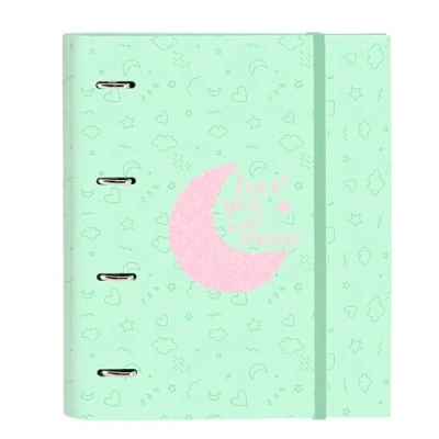 Imagen de BLACKFIT8 MOON Carpeta 4 Anillas de 35 cm con 100 Hojas A4, Ideal para Niños Diferentes Edades, Cómoda y Versátil, Calidad Resistencia, 27x3.5x32 cm, Color Verde