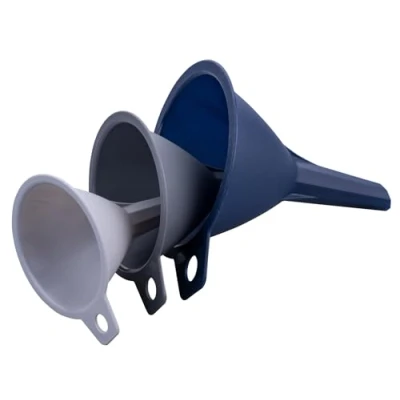 Imagen de Tasty Juego de 3 embudos plástico: llenado preciso botellas y recipientes perfecto para la cocina el día a en gris/azul