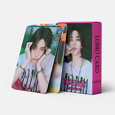 Imagen de 55pcs Stray Kids Photocards ATE Cards New Album SKZ BangChan/Felix/ChangBin/HyunJin/Han/Lee Know/I.N Mini Merch Photo StrayKids Poster para aficionados (HyunJin)