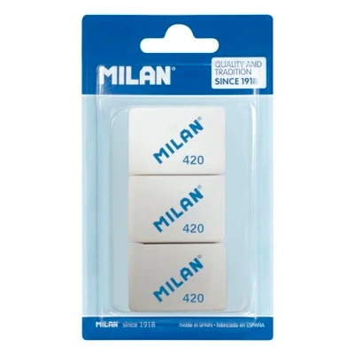 Imagen de MILAN BMM9221 Pack de 3 gomas borrar, Blanco