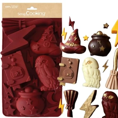 Imagen de ScrapCooking 2998 Molde de silicona para brujo (15 formas, galletas y pasteles, apto horno congelador, diseño brujería