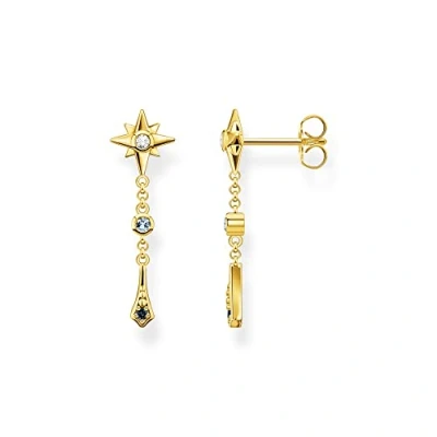 Imagen de THOMAS SABO Pendientes Estrella Royalty con Piedras Plata Bañada en Oro H2209 959 7, Amarillo
