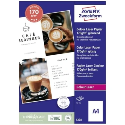 Imagen de Avery España 1298.Caja de 200 hojas papel fotográfico brillo para láser 170 gr