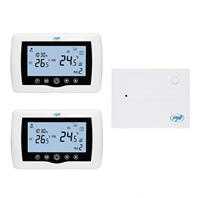 Imagen de Termostato inteligente PNI CT400 inalámbrico, con WiFi, control de 2 zonas vía Internet, para centrales térmicas, bombas, electroválvulas, APP TuyaSmart, histéresis 0,2 grados C