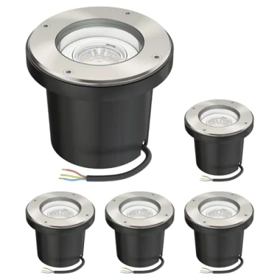 Imagen de ledscom.de 5 uds. lámpara empotrable de suelo BOFU para exteriores giratoria redonda acero inoxidable IP67 150mm Ø incl. LED (blanco cálido, 2.339W, 227lm, 110)