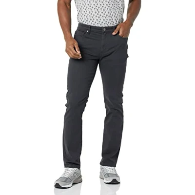 Imagen de Amazon Essentials Pantalón de Sarga Elástico con 5 Bolsillos y Ajuste Entallado Hombre, Color Carbón, 31W / 32L