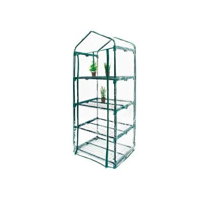 Imagen de Gardiun Invernadero PVC/Acero Leaf II 4 Estantes 69x49x160 cm Verde con Puerta Cremallera