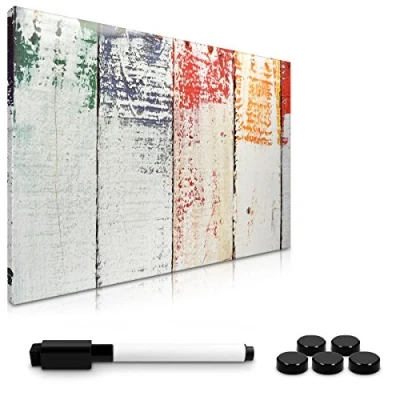 Imagen de Navaris Tablero de Notas magnético recordatorios 40 x 60 CM Lavable con diseño Madera Pintada Incluye lápiz imanes y Soporte