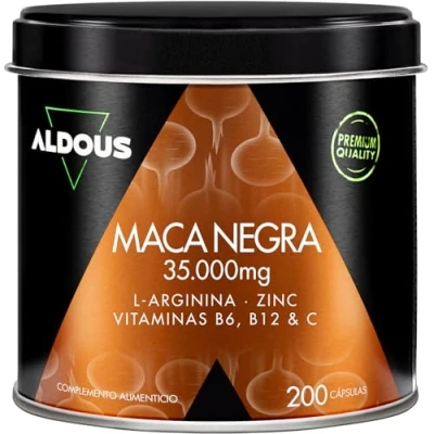 Imagen de Maca Negra Peruana Complex 35.000 mg Extracto 20:1 200 cápsulas Arginina, Zinc, Vitamina C, B12 y B6 Pura Altamente Concentrada Aumenta Energía, Vitalidad Libre de plástico