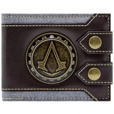 Imagen de Lineage Assassin&#039;S Creed Syndicate London Billetera/Cartera Emblema de Engranaje Metálico Bi Fold ID &amp; Porta Tarjetas, Marrón