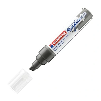Imagen de edding 5000 marcador acrílico de trazo grueso gris 1 rotulador resistente al agua punta biselada ancha 5 10 mm pintura acrílica para lienzo, papel kraft, madera y piedra