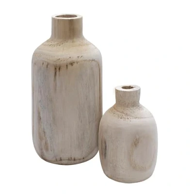 Imagen de Juego de 2 jarrones madera con forma abombada 1 x 18 cm y 28 Botella natural Decoración mesa para ventanas plantas artificiales hierba las Pampas