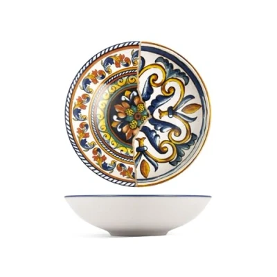 Imagen de H&amp;h set 6 piatti fondi positano in stoneware decorato cm 20