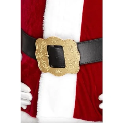 Imagen de Smiffys Cinturón de Papá Noel deluxe, negro, con hebilla decorada, 130cm/51in