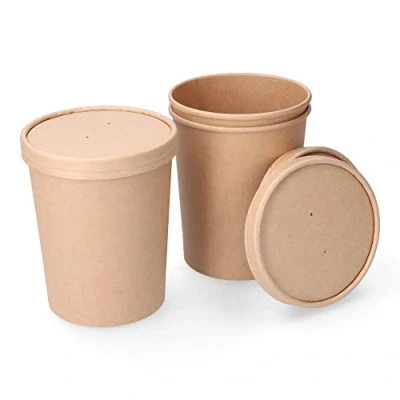 Imagen de ENVASE CARTÓN BIODEGRADABLE REDONDO SOPA C/TAPA 1000cc (3UD)