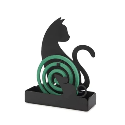 Imagen de Balvi Soporte Espiral Mosquitos Feline Color Negro Incluye Base para los residuos Metal