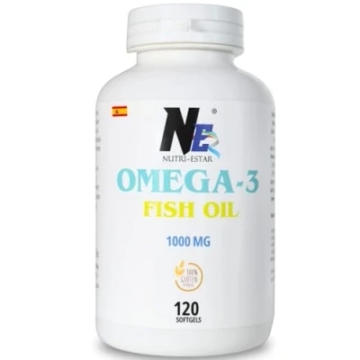 Imagen de NUTRI ESTAR Omega 3 1000MG 3000 MG Aceite de Pescado por Dosis Diaria 120 Perlas Contenido Real 540 EPA y 360 DHA Con Vitamina E Sin GMO Gluten ni Lactosa